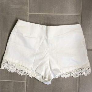 White Shorts with Crochet Detail